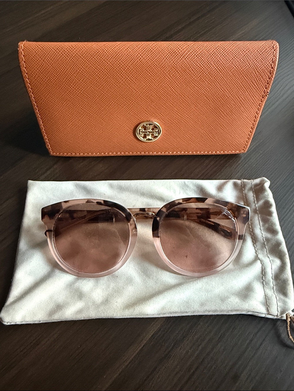 Tory Burch Blush Tortoiseshell Round Sunglasses